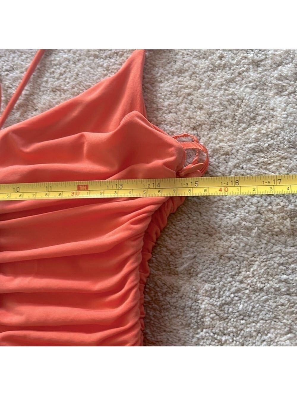 A.L.C. Allegra Ruched Embellished Halter Bodycon Sangria Orange Midi Dress Small - Picture 12 of 16